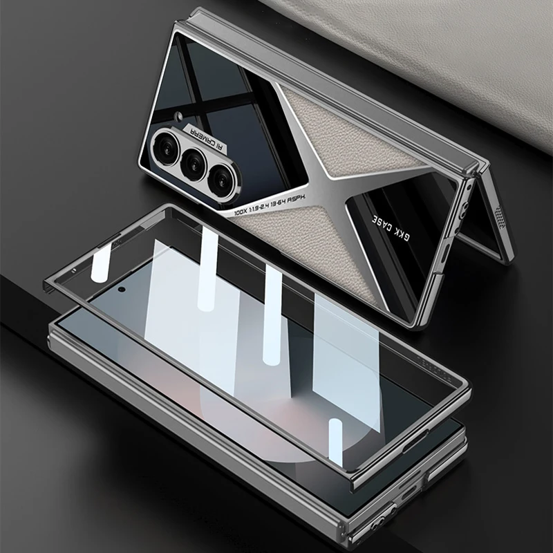 Fashion X Style Electroplated Hard PC Back Cover Case for Samsung Galaxy Z Fold 6 5 4 3 with Glass Screen Film