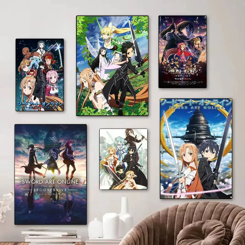Sword Art Online Anime DIY Sticky Poster Fancy Wall Sticker For Living Room Bar Decoration Wall Decor