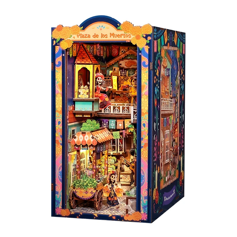 DIY Miniatur-Haus Buchstützen Baukasten-Set 3D Puzzle Bastelset für Bücherregal-Dekoration Pädagogisches Kinderspielzeug