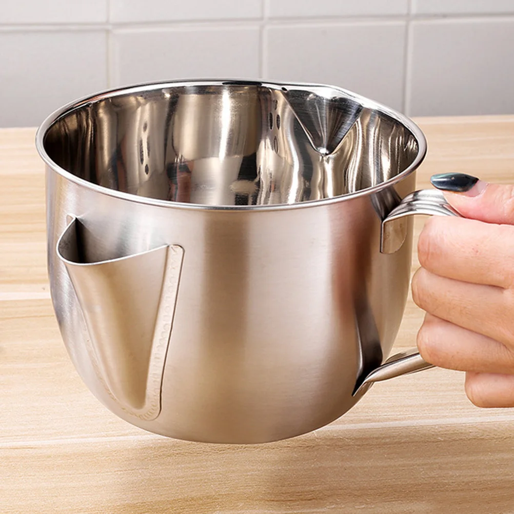 

Stainless Steel Grease Separating Bowl With Lid Cleaning Brush Oil Soup Strainer For Kitchen Home Restaurant Use Soup