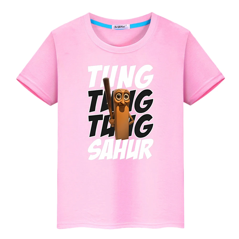 تي شيرت للأطفال الأولاد 10 سنوات 100% قطن تي شيرت y2k تونغ تونغ صحور مطبوع عليه رسوم كارتونية تي شيرت أنيمي قصير لطيف ملابس أطفال بناتي #6