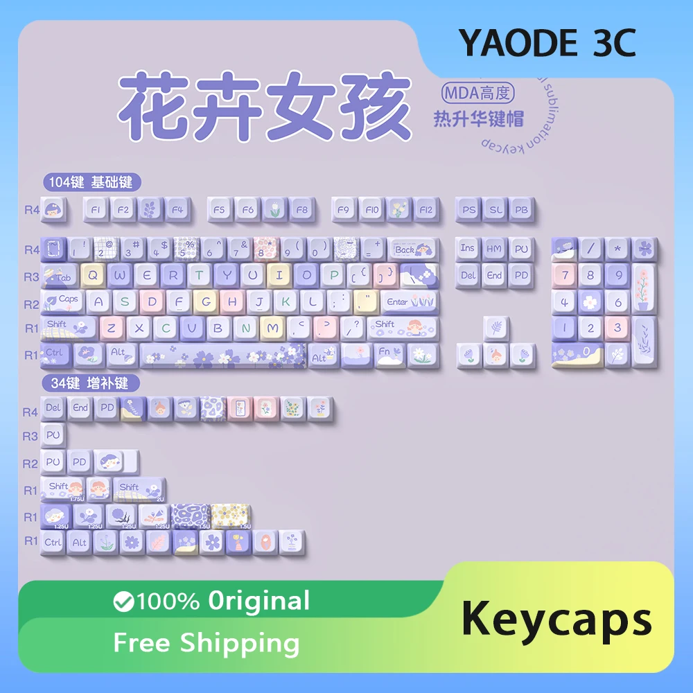 

Original Theme Gaming Keycaps Key Cap MDA Profile Cute Anime PBT Keycap Custom Mechanical Keyboard For 104/108/87/61/64 Keyboard