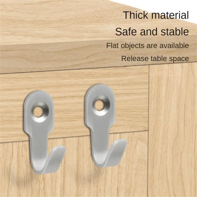 2/5/10pcs Stainless Steel Hook Thickened Clothes Hook Silver Coat Hook Good Load Bearing Solid Steel Coat Wall Mounted Hook