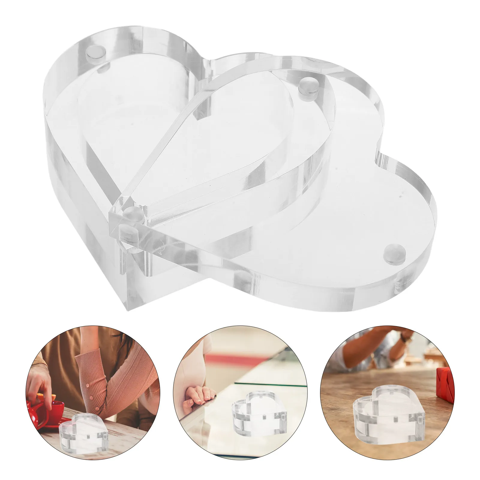 

Clear Acrylic Heart Shaped Wedding Ring Box Romantic Engagement Proposal Jewelry Storage Portable Elegant Trinket Organizer