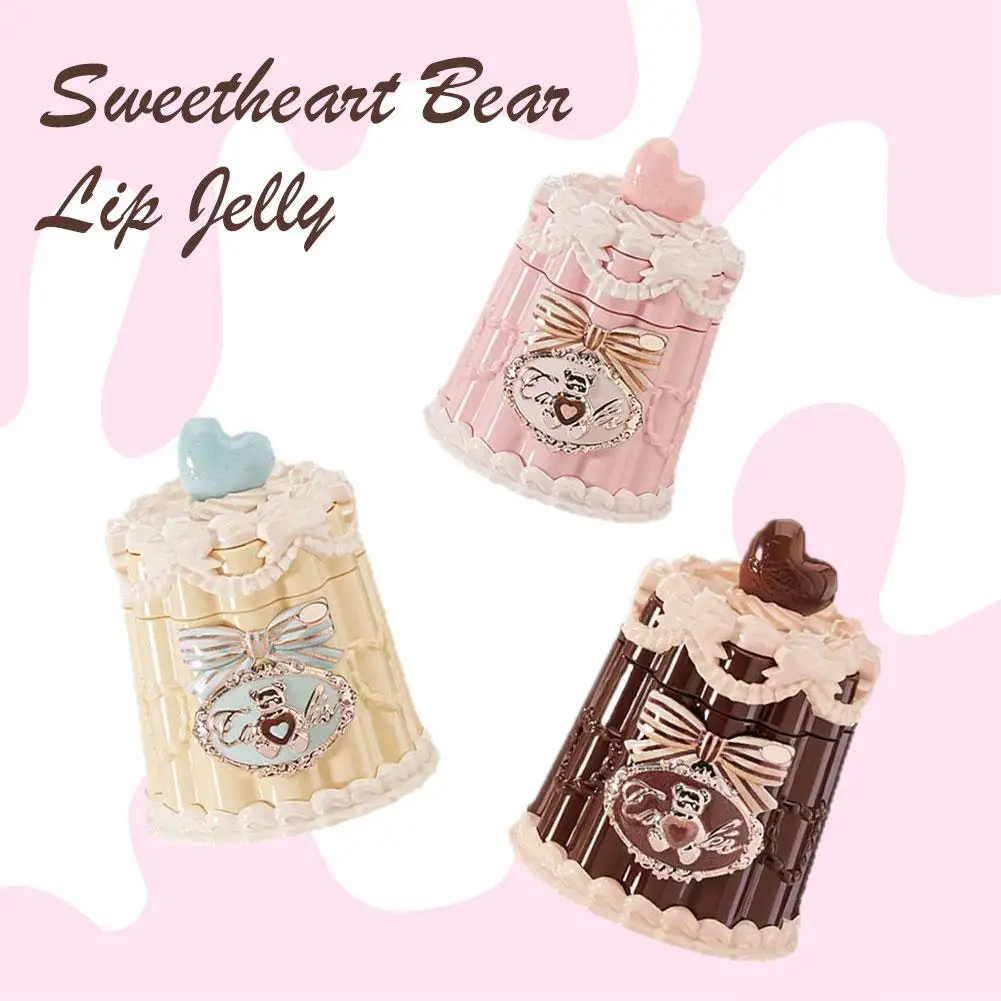 1PCS Sweetheart Bear Lip Jelly Natural Formula Vitamin E Enriched Long Lasting Hydration Multiple Colors Portable Cute Lip Gloss