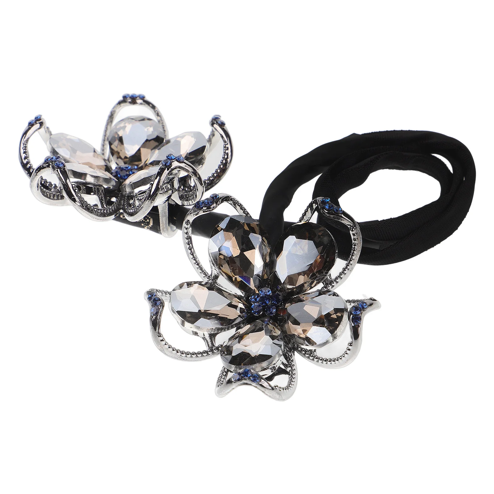 

Заколка для волос со стразами и кристаллами в виде цветка, элегантная прическа, формирователь пончиков, бигуди, аксессуар для волос для булочек, прически, шиньоны