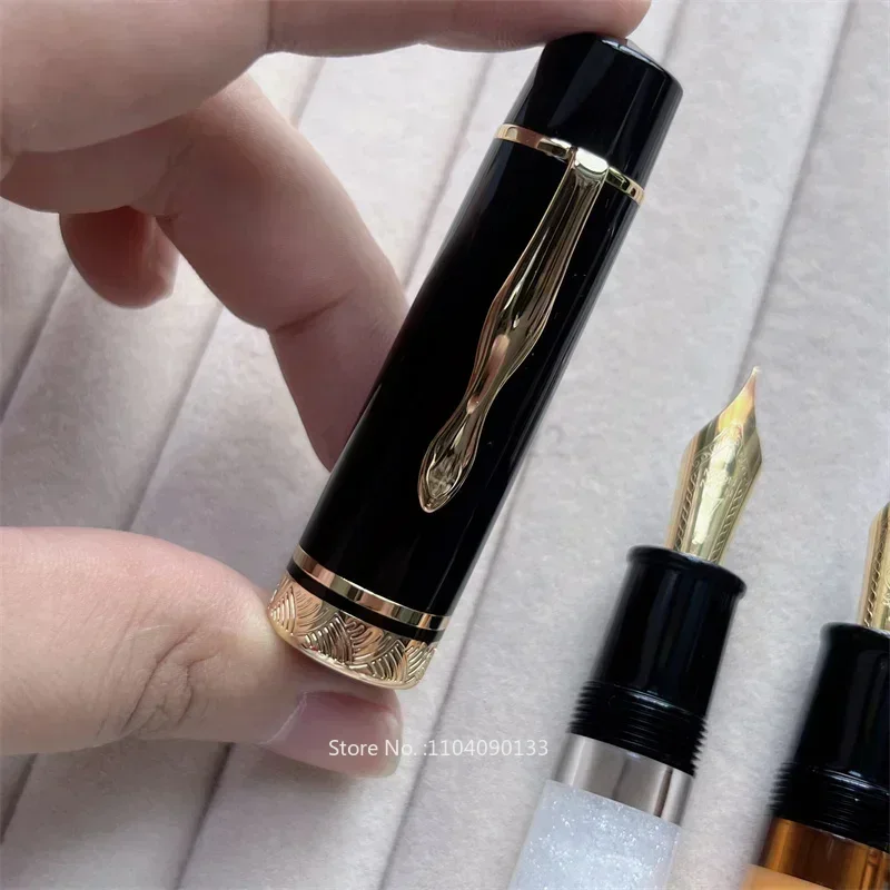 

Hot New MAJOHN P139 Large Piston Fountain Pen Orange No.6/8 EF/F/M Nib Hard Rubber Tongue All-copper Structure Writing Ink New P