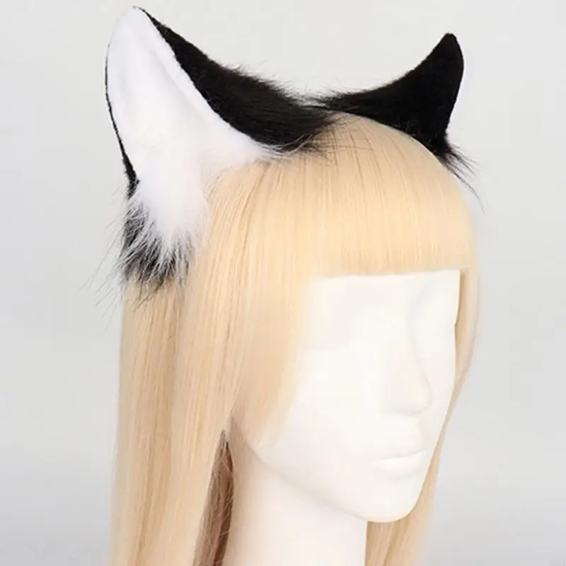 

49MF Animal Cosplay Costumes Faux Fur Wolf Furry Tail and Ears Headband for Halloween Party Costume Accessories