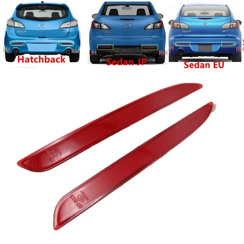 1 Pair Car Tail Rear Bumper Reflectors Fog Lamp Warning Light For Mazda 3 M3 Sedan Hatchback 2009 2010 2011 2012 2013