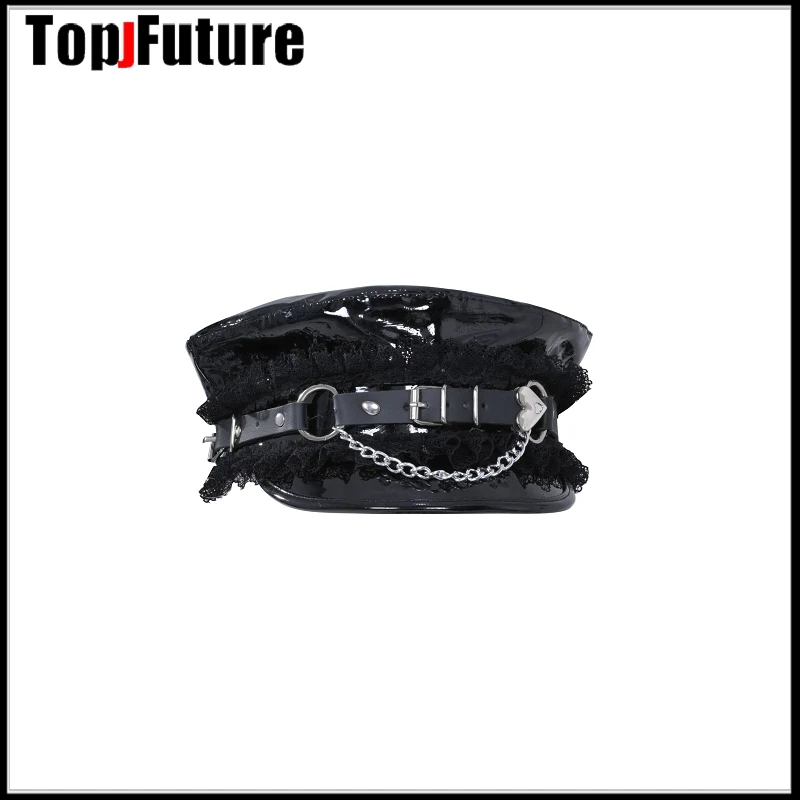 Harajuku Gothic Lolita Hat Women Punk Chain Subculture Spice Girl Cap Hat Female Y2K Girls Accessories Lace Cap — zdjęcie 7
