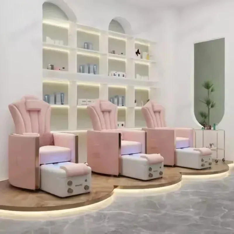 Modern Reclining Multifunctional Nail Salon Spa Electric Massage Portable Pedicure Manicure Chair No Plumbing with Bowl