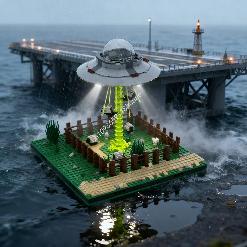 450pcs MOC Alien Ontvoering Ruimte Veroverd Model Bouwstenen Architectuur Speelgoed Monteren Kerstcadeaus DIY Creatief Idee