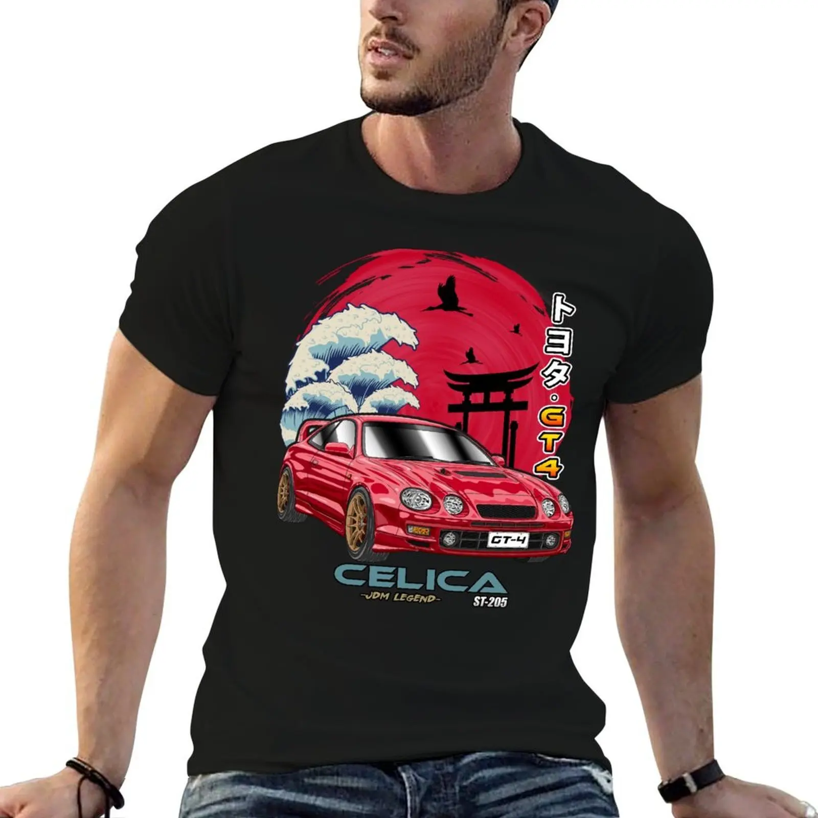 

Red Celica GT-4 ST205 Japanese Sun Rising T-Shirt anime tshirt mens graphic t shirts T-Shirt