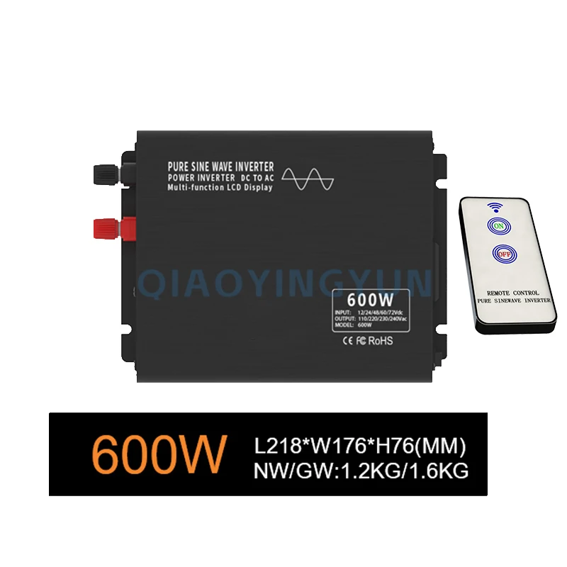 

Made in China Inverter Converter 600W 12V 24V 48V 60V 72V 84V dc to 110V 220V ac Pure Sine Wave Inverter Voltage Converter