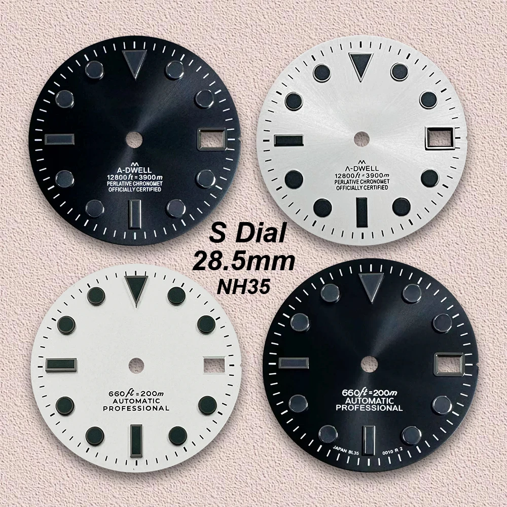

28.5mm S Logo SUB Dial Suitable For NH35/NH36 Movement No Luminous Black Diving High Quality Watch Modification Accessories