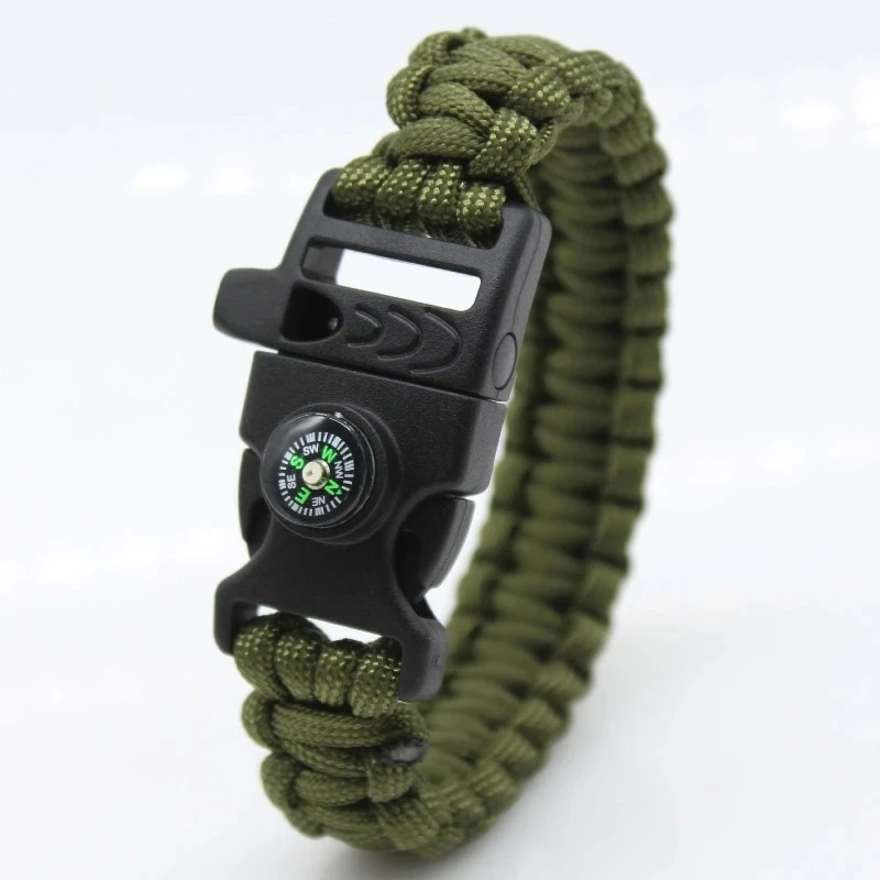 3PCS Multifunction Paracord Survival Bracelet Outdoor Travel Camping Hiking Emergency Braided Rope Chain with Whistle