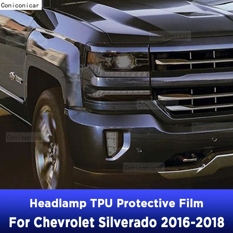 Car Headlight Tint Anti-Scratch Protective Cover Film Self Healing TPU Stickers For Chevrolet Silverado 2016-2018 Accessories