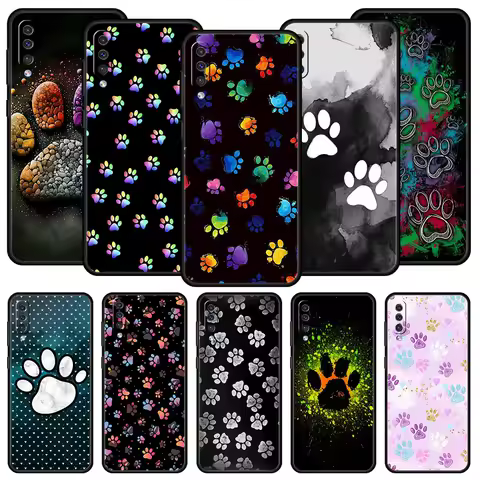 Phone Case For Samsung Galaxy A16 A14 A12 A54 A52 A50 A22 5G A20e A06 A04s A02 A32 A10s A72 A70 A34 Cover Dog Footprint Paw Cute