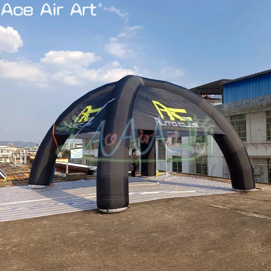 All Black 4 Legs Inflatable Spider Tent with Black or Red Tarpaulin Can Add Logo for Auto Show or Event Decoration