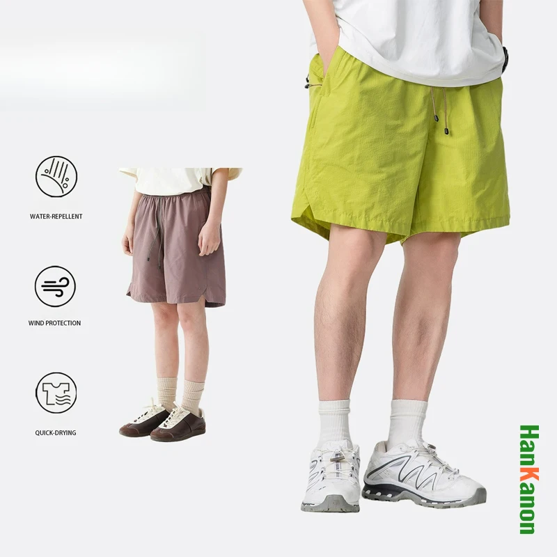 Men's Nylon Loose Fit Shorts - Trendy American Style Quick Dry Water Repellent Outdoor Sports Bermuda Shorts Unisex