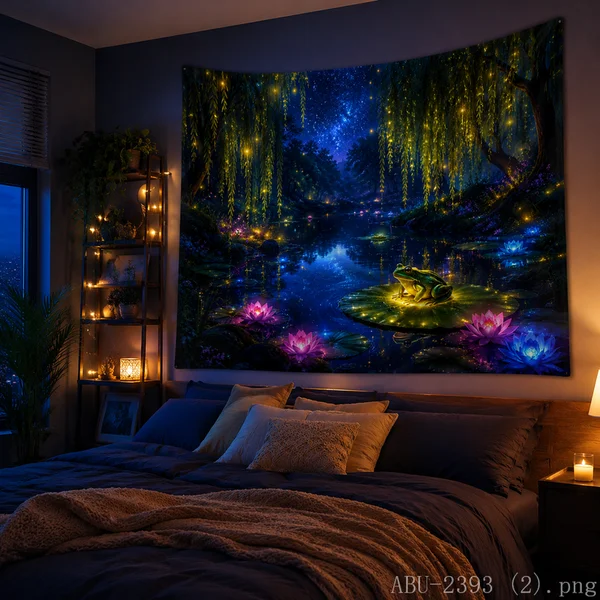 VIKAMA Magic Tree Tunnel Tapestry Glowing Purple Forest Path Wall Hanging Mystic Fantasy Aesthetic Bedroom Wall Decor