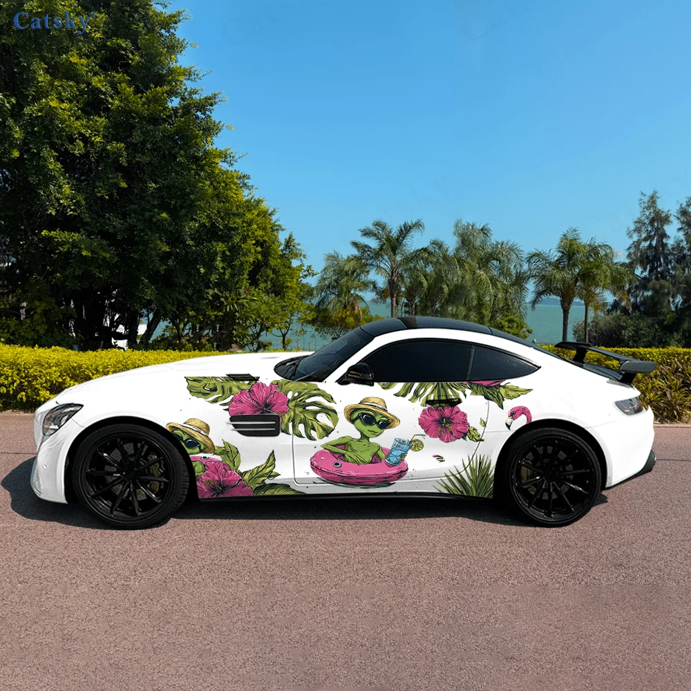 

Тропический стиль, расслабленные инопланетяны, красочные граффити - водонепроницаемая и устойчивая к царапинам декоративная защита - дизайнерский автомобильный винил