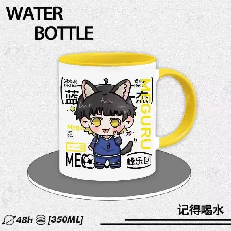 Juego de Anime BLUE LOCK Cos Bachira Meguru 2025 Unisex 9,6X8,1Cm transferencia de calor Linda Taza de cerámica tapa cuchara Prezzie