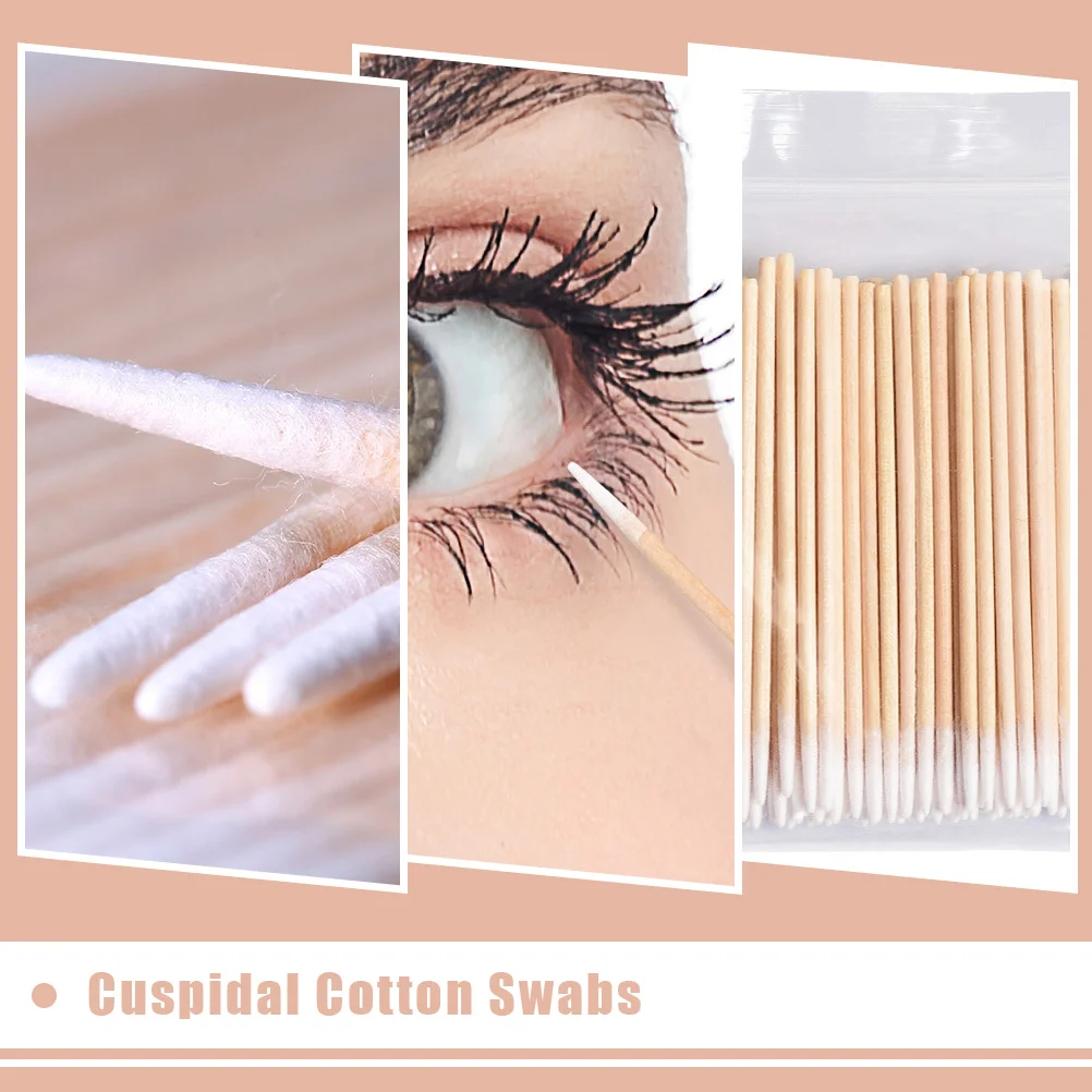 1000 Pcs Sticks One-off Thin Cotton Swabs Tool Women Clean Birch Eyelash Cleaning Sticks Makeup Supply