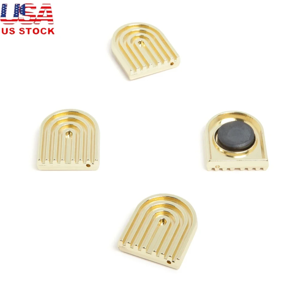 Set of 4 Gold Deco Magnets Stylish Decorative Office Kitchen Accessories Strong Magnetic Backing Photos Notes Reminders