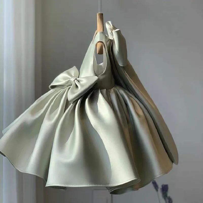 Girls Big Bow Princess Dresses Kids Sweet Tutu Baby Birthday Party Christening Gown Ball Children Baptism Clothes Vestidos