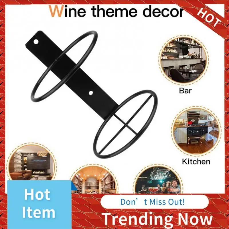 24-Hour Delivery Office Home Kitchen Bar Cabinet Wall Mounted Metal Wine Rack 6Pcs Black Easy To Install