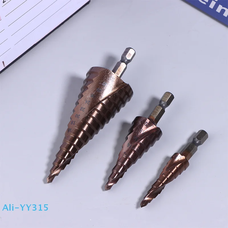 ดอกสว่านเจาะเหล็กแบบขั้นบันได ขนาด 4-12/4-20/4-32 มม. แบบเกลียว M35 โคบอลต์ ดอกสว่านเจาะโลหะแบบเรียว ดอกสว่าน HSS เคลือบไทเทเนียม