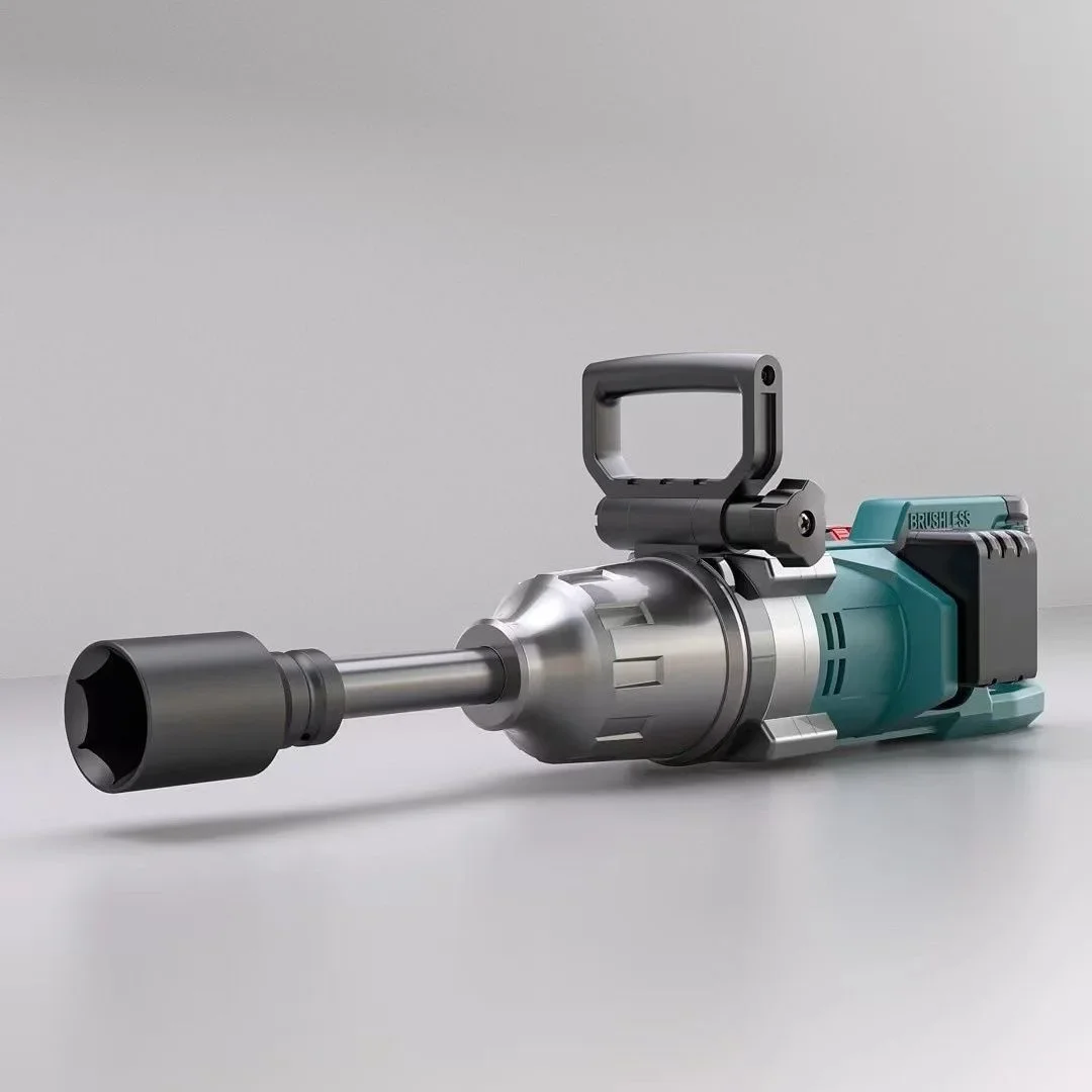 مفتاح عزم دوران كبير جديد ثقيل مقاس 1 بوصة بدون فرش، مفتاح ربط كهربائي لاسلكي مع حزمة بطارية مزدوجة،