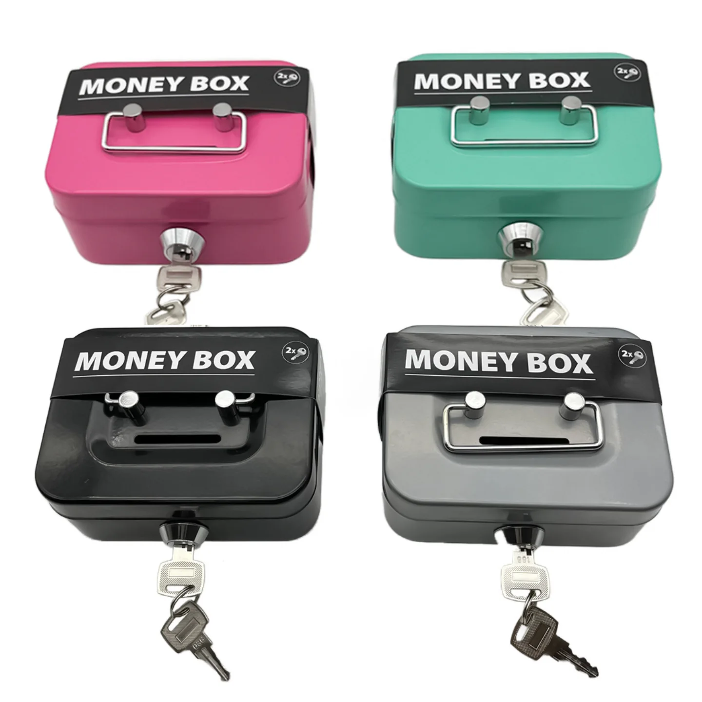 Mini caja de Metal para efectivo, caja de seguridad para cambio de dinero, moneda portátil para niños con cerradura, almacenamiento, tanque de dinero, regalo para niños