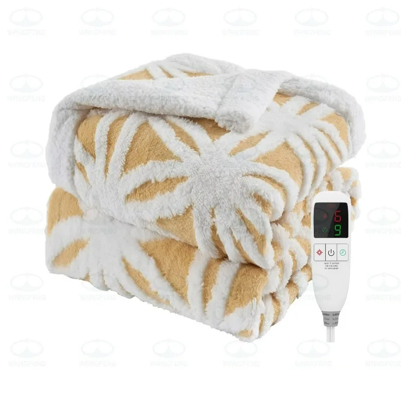 Cozy Home Heated Throw Blanket Jacquard Fabric Soft Blanket Used at Home or in the Office
