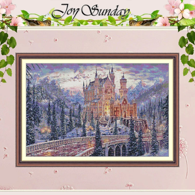 

Scenic Winter Castle Patterns Counted Cross Stitch Set DIY 11CT 14CT 16CT Stamped DMC Cross-stitch Kit Embroidery Needlework
