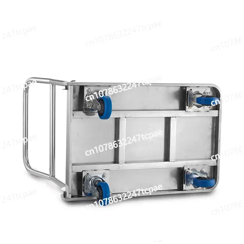 flat car, stainless steel advanced thickened bottom plate, handcart, warehouse handling, hotel luggage handrail, small cart