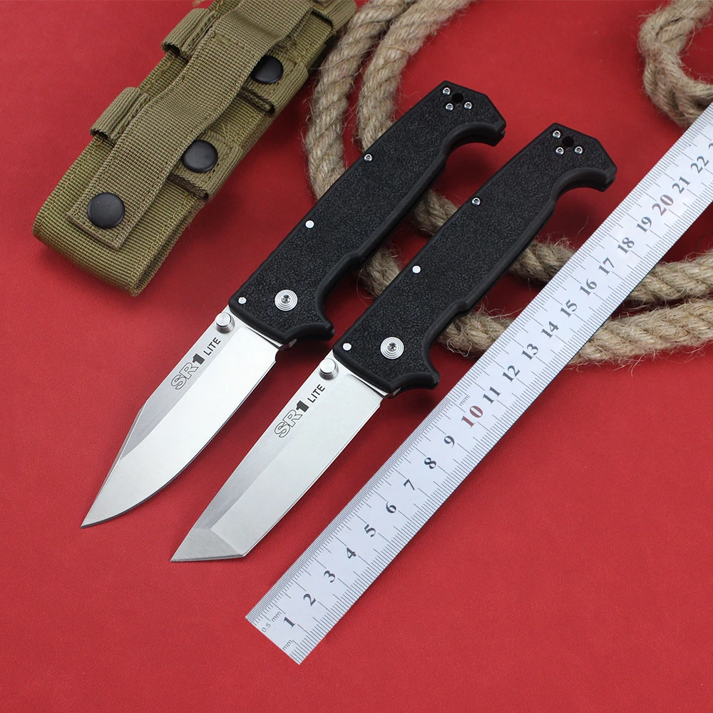 New Cold SR1 Lite Folding Knife 8Cr14MoV Steel Blade Multipurpose Outdoor Hunting Self-defense Pocket Knives for Men Knifes Gift