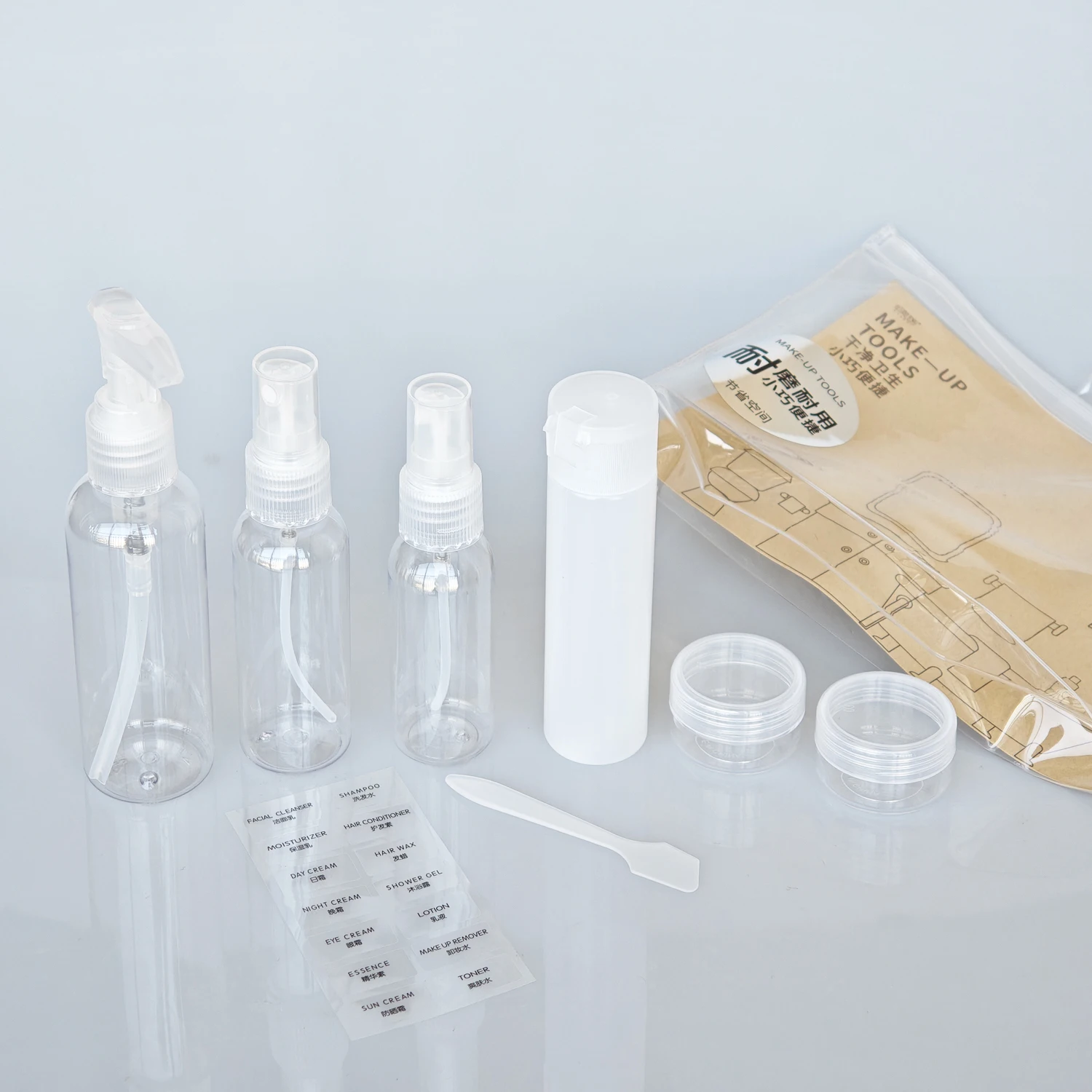 Reise-Flüssigkeitsbehälter, tragbares Werkzeug, Parfümflaschen-Set, nachfüllbar, Sprühlotion, Shampoo, Duschrohr, Abfüllung
