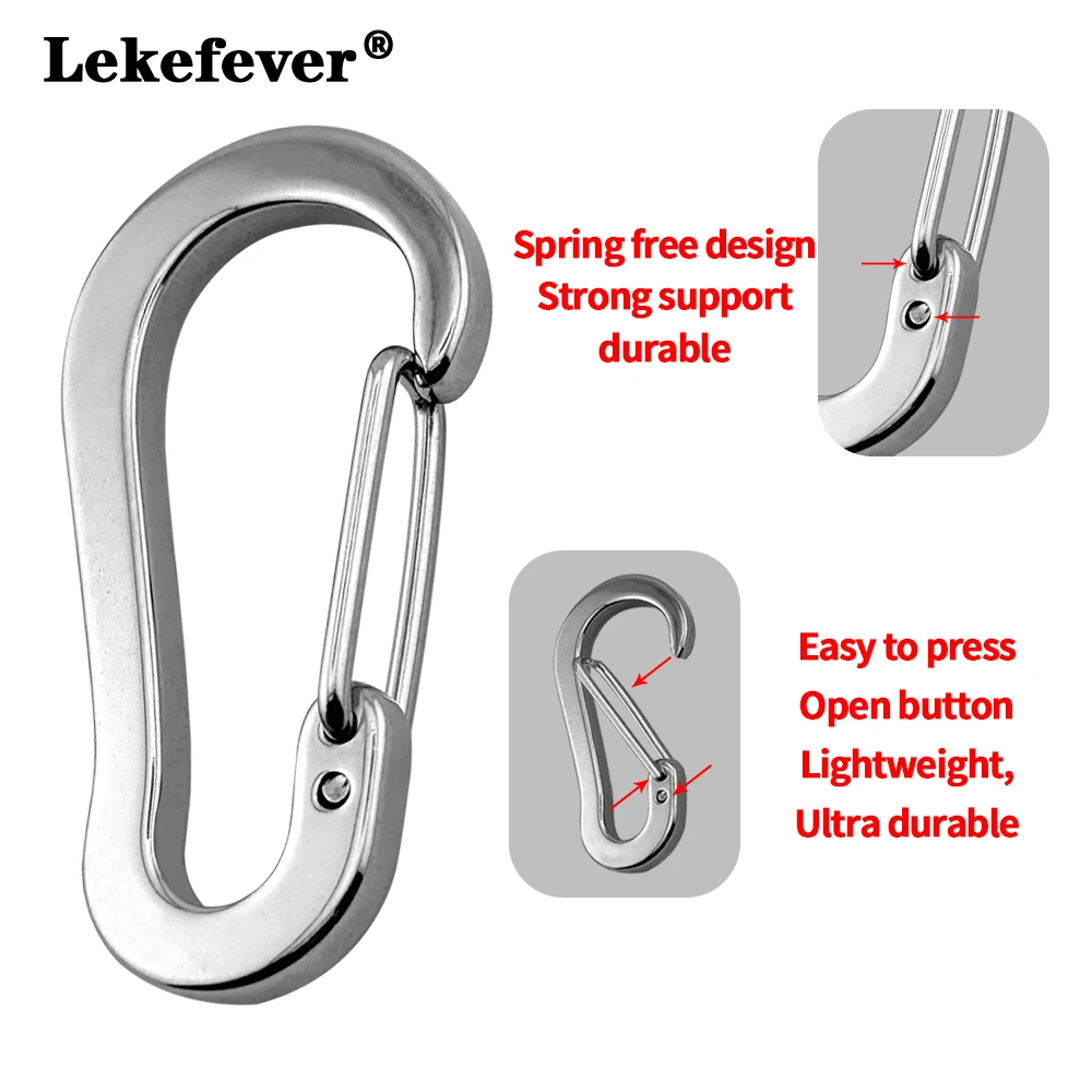 2-10PCS Stainless Steel Keychain Mini Outdoor Camping Hiking Backpack Buckle Metal Spring Buckle Tool Clip 20-55mm Three Styles