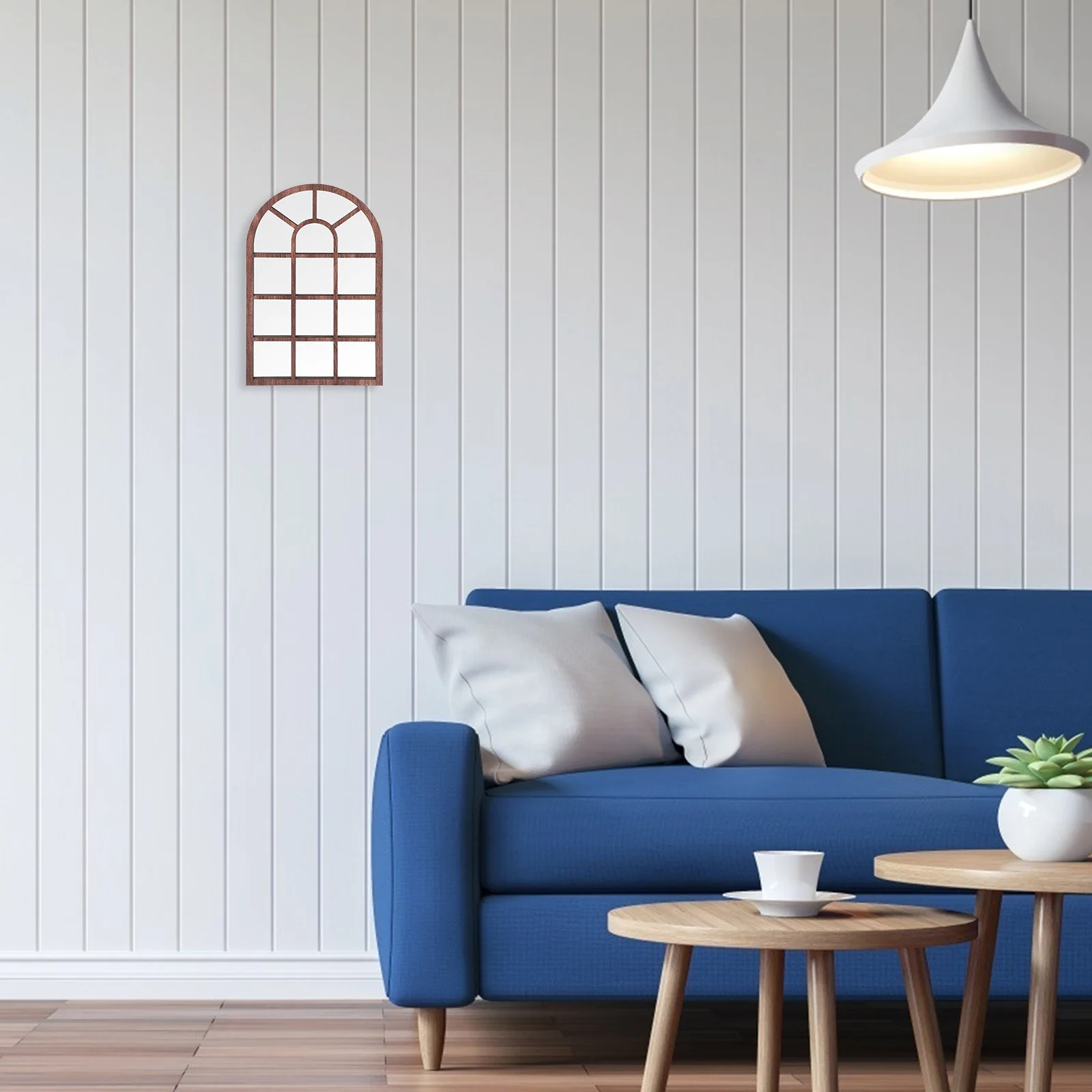 

Large Arched Wooden Window Frame Wall Decal Rustic Farmhouse Style Removable Self-Adhesive Window Sticker for Living Room