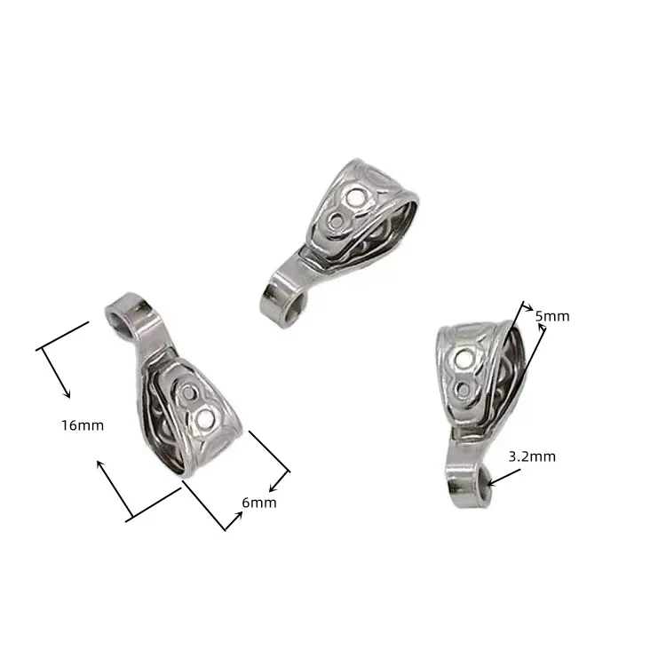 20 sztuk 6x16mm złącza wisiorek ze stali nierdzewnej zatrzaski kaucji naszyjnik wisiorek haczyki klipsy DIY tworzenia biżuterii znalezienie akcesoriów — zdjęcie 3