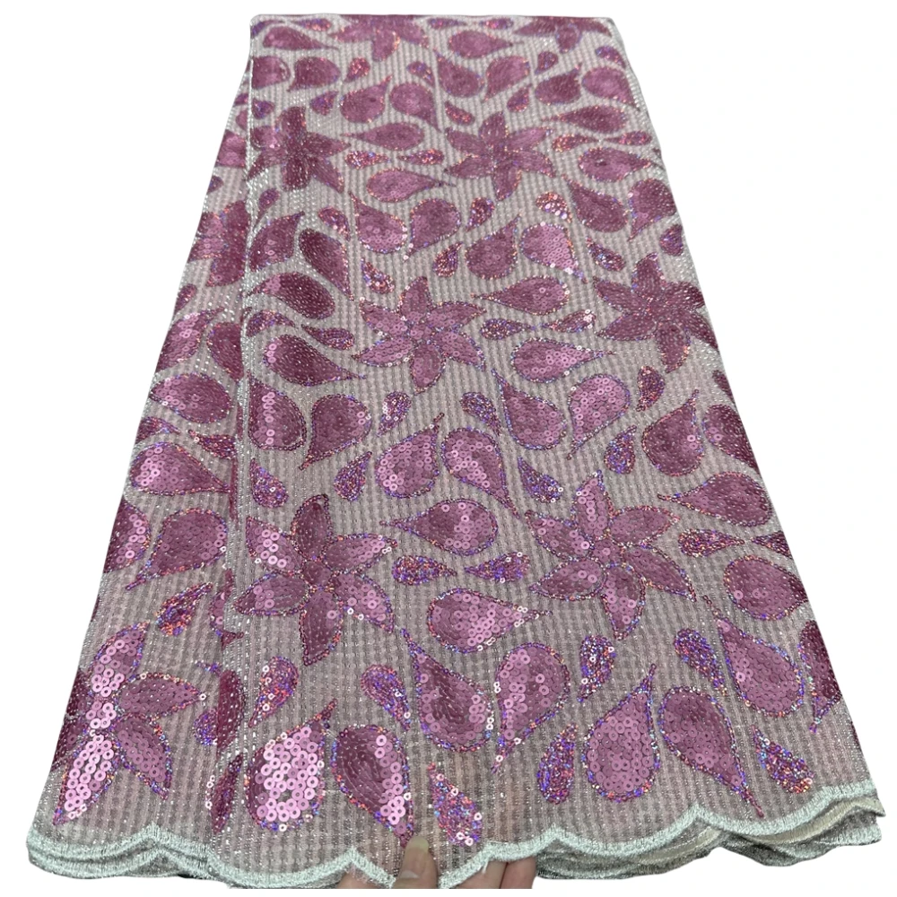 African Nigerian 2024 Latest High Quality With Tulle Sewing Lace Fabric Guipure Embroidery Dresses Sequins 5yards hz1137