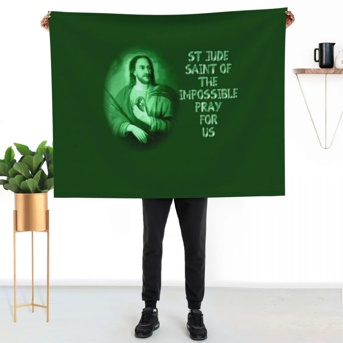 Плед с изображением Святого Иуды Тадея - апостола и святого невозможного, уютный плед для кровати, дивана, кресла