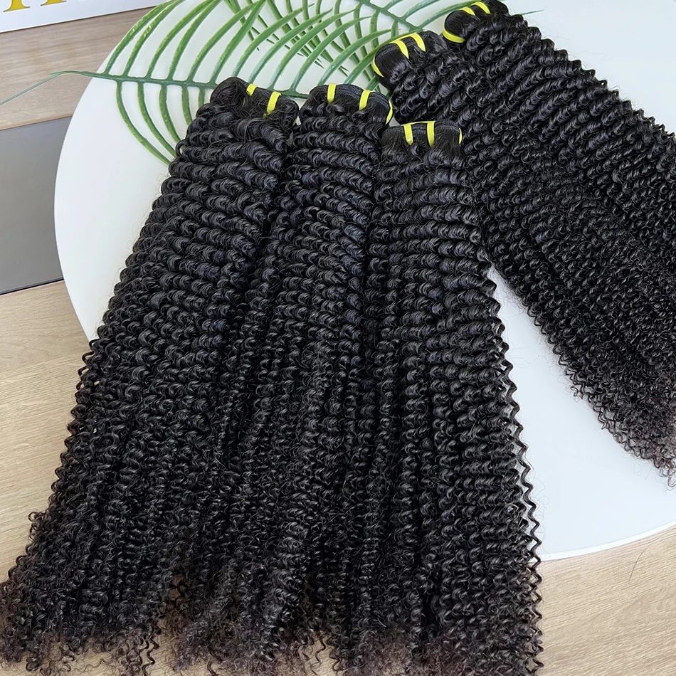 Kinky Curly 100% Thick Sew In Human Hair Bundles 10-30 Inches Black 3 Bundle Deals Raw Hair Weave Extensions