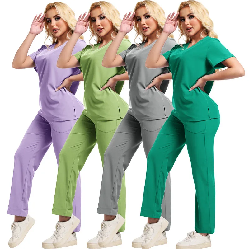 

Wholesale Medical Uniforms Scrub Top Pants Sets Nurse Doctor Work Uniform Pet Grooming Veterinary Dentistry Uniform Scrub Unisex