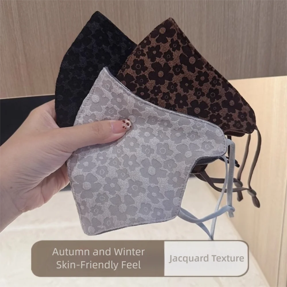 Moda à prova de vento máscaras faciais quentes respiráveis mulheres máscara impressão à prova de frio boca capa inverno