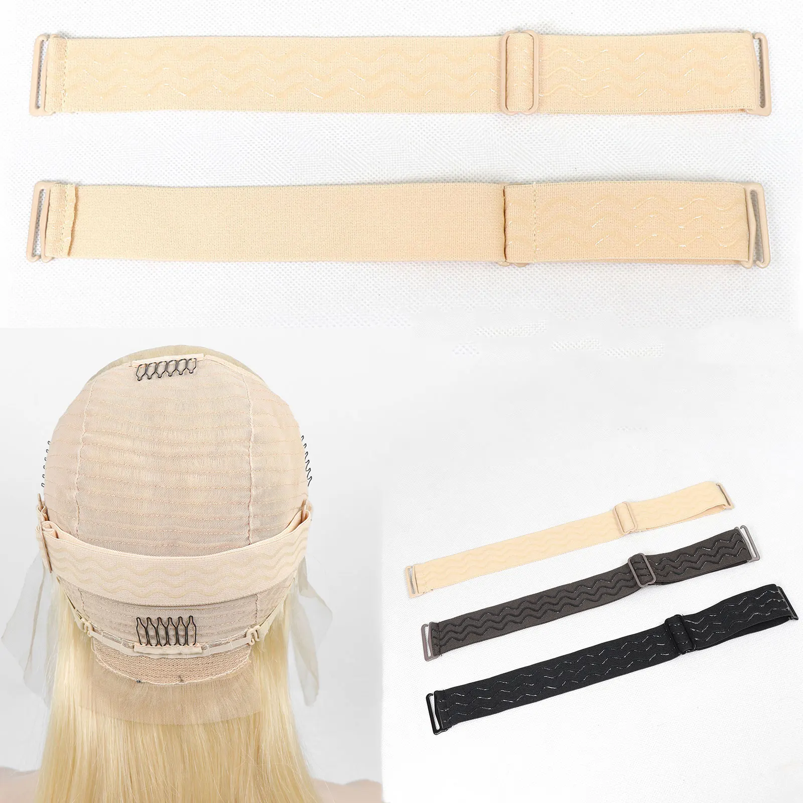 

2 PCS Adjustable Elastic Band For Holding Wigs Removable Wig Band Black Brown Nonslip Wig Strap For Glueless Wig Making Wig Cap