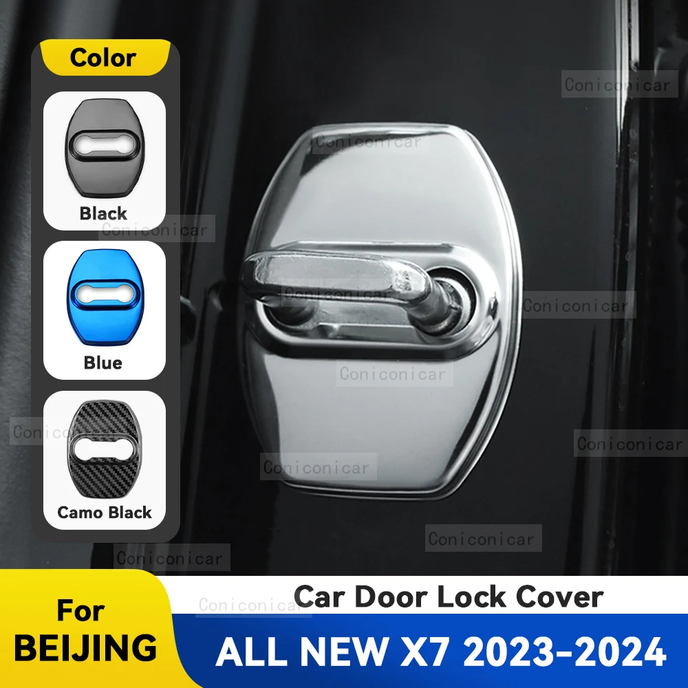 Car Door Lock Buckle Cover Anti-rust Cover Decoration Stainless Steel Protection Accessories For BEIJING All New X7 2023 2024