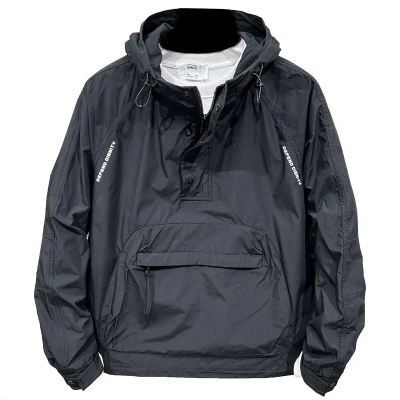 Tide Men's Half-zip Sweatshirt Hoodie Hip Hop Harajuku Streetwear Korean Fashion Long Sleeve Jacket Casual Loose Coats